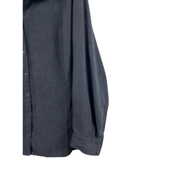 Catherines 4X Charcoal Gray Faux Suede Button Front Blouse Top Long Sleeve - Picture 3 of 11